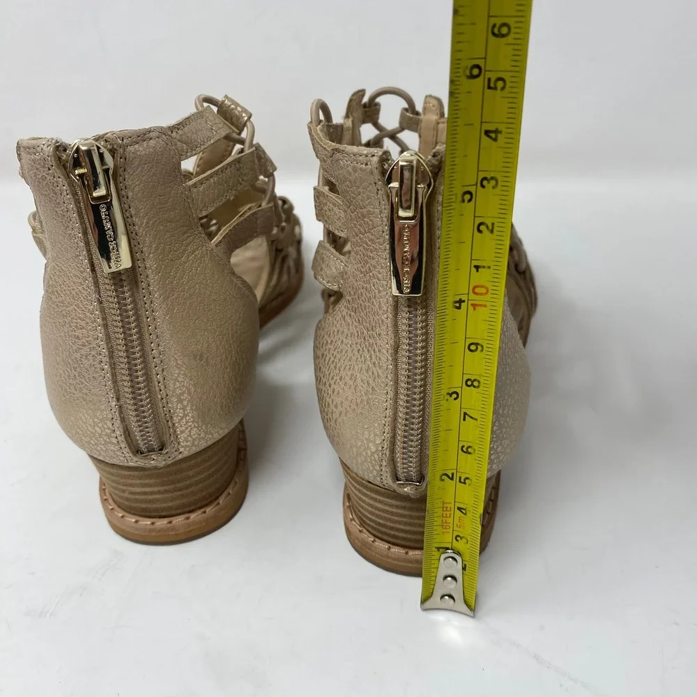 Vince Camuto Women 8W Richetta Gladiator Wedge Sandals Gold Leather Strappy Cage